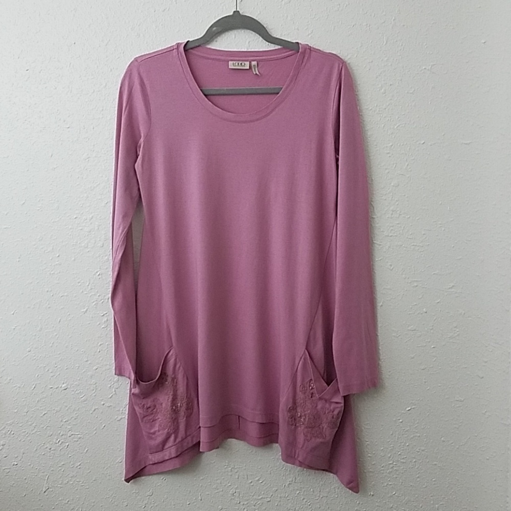 Logo Lori Goldstein xs tunic blouse scoop neck